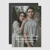 モダンスクリプト シンプル フォト セーブ・ザ・デート マグネット招待状 (正面/裏面)