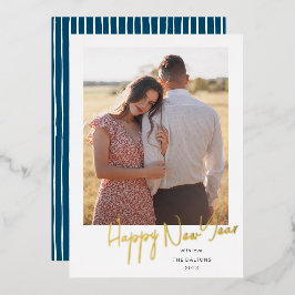 モダンスクリプト シンプル フォト ホイル ホリデー カード