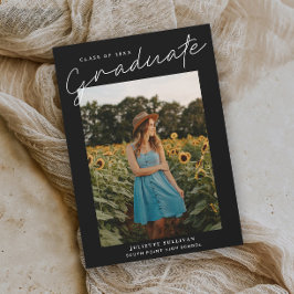 モダンスクリプト シンプル フォト 卒業おめでとう 招待状