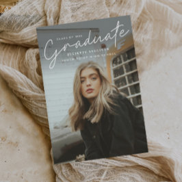 モダンスクリプト シンプル フォト 卒業 インビテーションポストカード