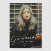 モダンスクリプト シンプル フォト 卒業 マグネット招待状 (正面)