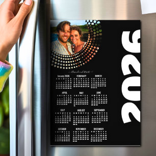 モダンスクリプト スタイリッシュ 2026年カレンダー 写真マグネット