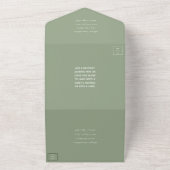 モダンスクリプト セージグリーン ミニマル ウェディング オールインワン招待状 (外側)