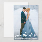 モダンスクリプト・セーブ・ザ・デート　婚約写真　ホワイトボード付き 招待状 (正面/裏面)