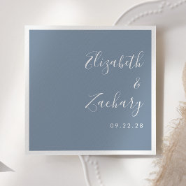 モダンスクリプト ダスティブルー ウェディング スタンダードカクテルナプキン