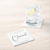 モダンスクリプト チェアーズ ブライダルシャワー スクエアペーパーコースター (インサイチュ)