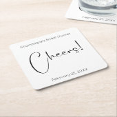 モダンスクリプト チェアーズ ブライダルシャワー スクエアペーパーコースター (アングル)