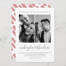 モダンスクリプト ツーフォト ウェディング招待状 招待状