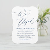モダンスクリプト、ネイビーブルー、結婚式の秘密の誓い 招待状 (スタンド正面)