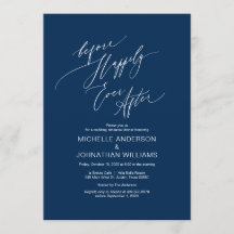 モダンスクリプト、ネイビーブルー、結婚式リハーサルディナー