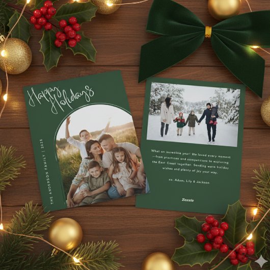 モダンスクリプト　ハッピーホリデー｜２つの写真を追加 シーズンカード