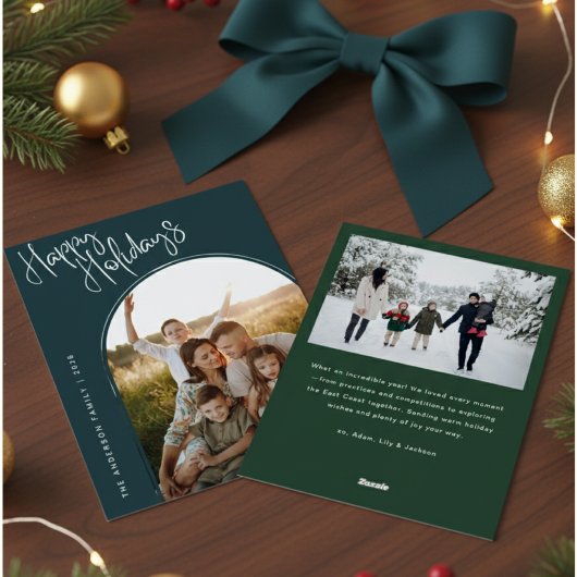 モダンスクリプト　ハッピーホリデー｜２つの写真を追加 シーズンカード