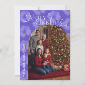 モダンスクリプト ハッピー ホリデイズ アーチ ツー フォト フローラル シーズンカード (正面)