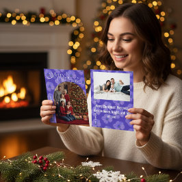 モダンスクリプト ハッピー ホリデイズ アーチ ツー フォト フローラル シーズンカード