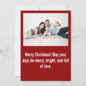 モダンスクリプト ハッピー ホリデイズ アーチ ツー フォト レッド シーズンカード (裏面)