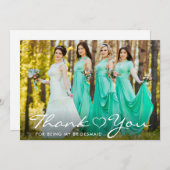 モダンスクリプト ハート ブライズメイド フォト サンキューカード (正面/裏面)