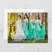 モダンスクリプト ハート ブライズメイド フォト サンクス ポストカード (正面/裏面)