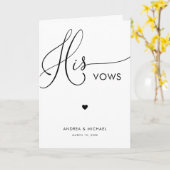 モダンスクリプト&ハート 彼の誓いのウェディングブックカード カード (黄色い花)