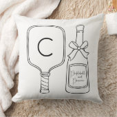 モダンスクリプト ピックルボール & プロセッコ モノグラム クッション (ブランケット)