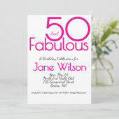 モダンスクリプト ピンク ファビュラス 50歳の誕生日 招待状 (スタンド正面)