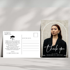 モダンスクリプト フォトアーチ 卒業 ありがとう ポストカード