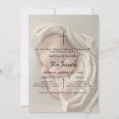 モダンスクリプト フォトオーバーレイ 男女兼用 洗礼 招待状 (正面)