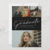 モダンスクリプト フォトコラージュ 卒業式 招待状 (正面)