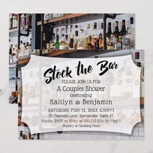 モダンスクリプト, フォトストック・ザ・バー カップルシャワ 招待状 (正面/裏面)