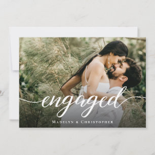 モダンスクリプト フォト おしゃれな結婚式 婚約パーティー 招待状