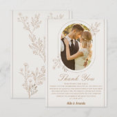 モダンスクリプト フォト ウェディング サンクス カード (正面/裏面)