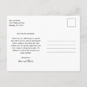 モダンスクリプト フォト ウェディング サンクス ポストカード (裏面)