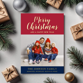 モダンスクリプト フォト クリスマス ゴールド 箔シーズンカード