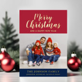 モダンスクリプト フォト クリスマス ゴールド 箔シーズンカード