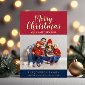 モダンスクリプト フォト クリスマス ゴールド 箔シーズンカード