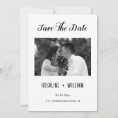 モダンスクリプト フォト セーブ・ザ・デート - エレガント ブラック＆ホワイト 招待状 (正面)