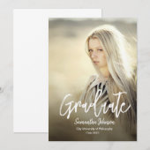 モダンスクリプト フォト 卒業おめでとう ご案内 招待状 (正面/裏面)