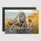 モダンスクリプト フォト 卒業式 マグネット招待状 (正面/裏面)