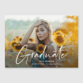 モダンスクリプト フォト 卒業式 マグネット招待状 (正面)