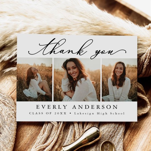 モダンスクリプト フォト 卒業 ありがとう ポストカード