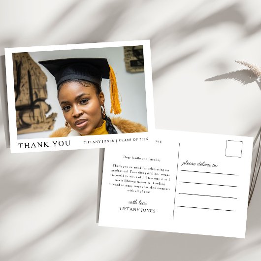 モダンスクリプト フォト 卒業 ありがとう ポストカード