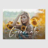 モダンスクリプト フォト 卒業 マグネット招待状 (正面)