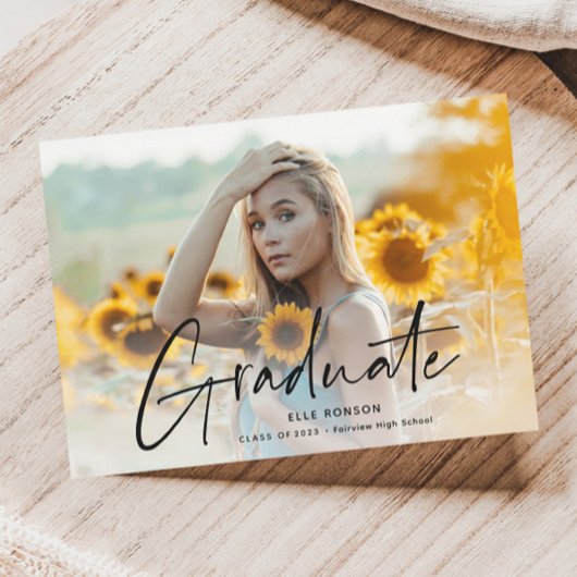 モダンスクリプト フォト 卒業 磁石 招待状