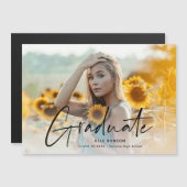 モダンスクリプト フォト 卒業 磁石 招待状 (正面/裏面)