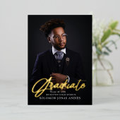 モダンスクリプト フォト 高校卒業 箔招待状 (立ち正面)