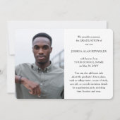 モダンスクリプト フォー フォト ブラック＆ホワイト 卒業式 案内状 (裏面)