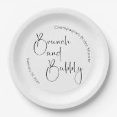 モダンスクリプト ブライダルシャワーブランチ＆バブル ペーパープレート (正面)