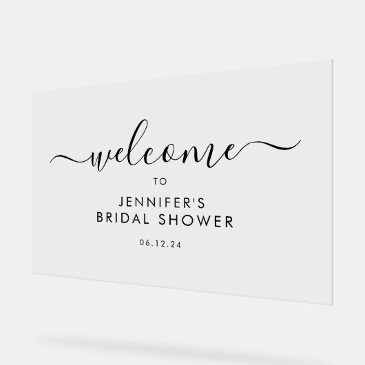 モダンスクリプト ブライダルシャワー ウェルカム ブラック アクリルサイン (傾斜)