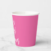 モダンスクリプト ブライダルシャワー カスタム トレンディ ホットピンク 紙コップ (左)