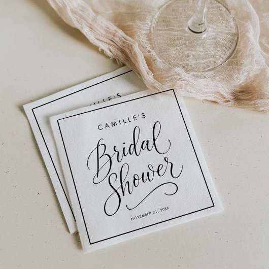 モダンスクリプト ブライダルシャワー スタンダードカクテルナプキン