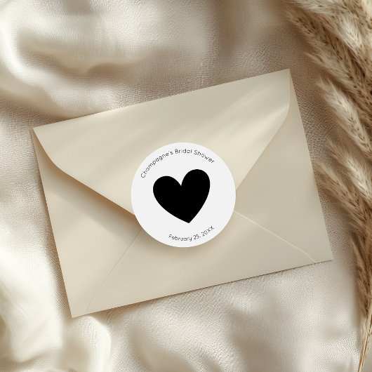 モダンスクリプト ブライダルシャワー ハート ラウンドシール